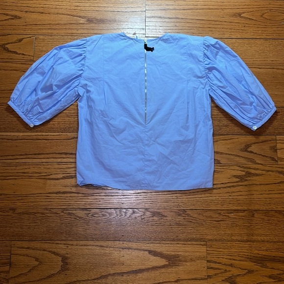 COMEANDGET Purple Old Money Coastal Puffed Sleeves Girly Blouse A11 - Picture 3 of 3